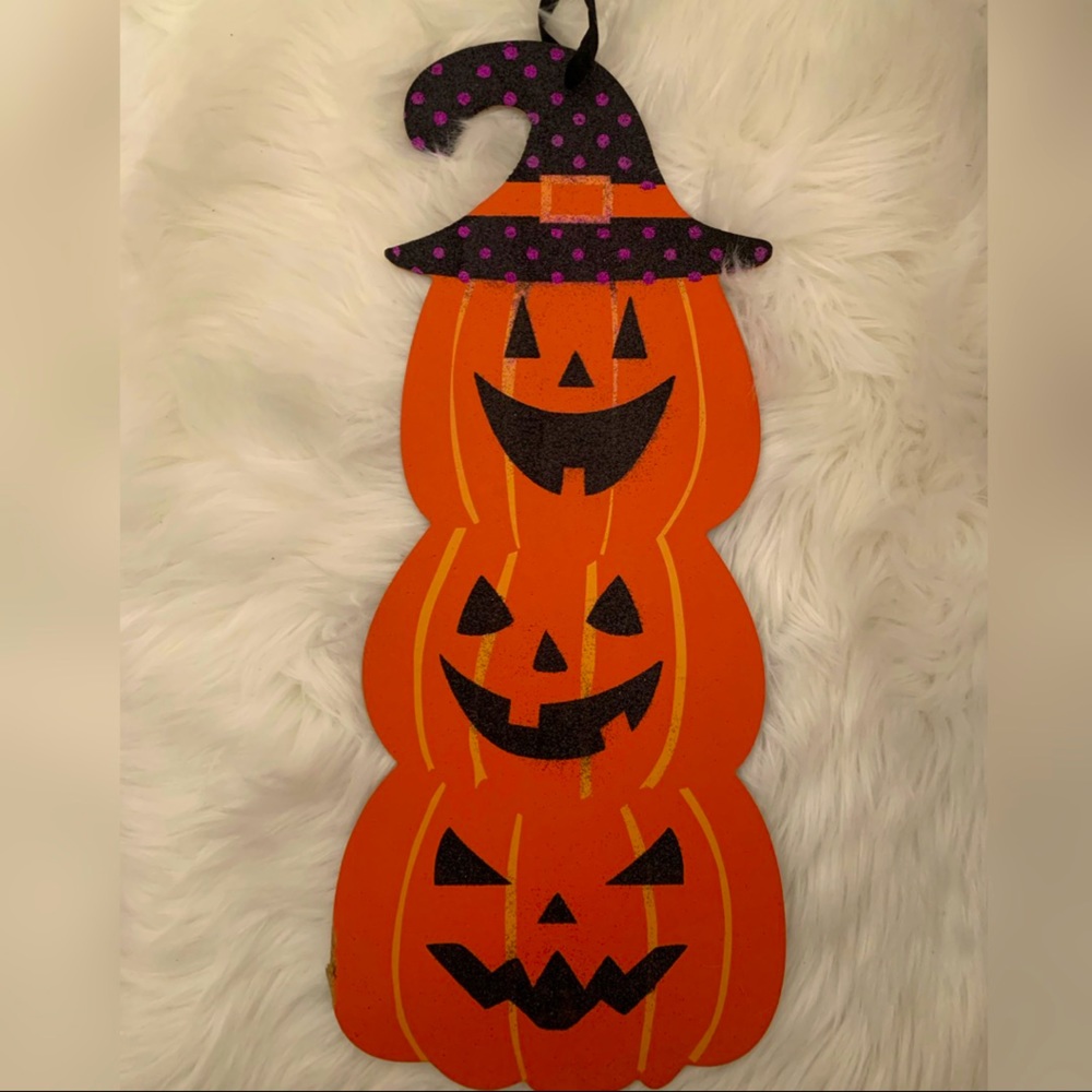 NEW Halloween glitter pumpkin sign